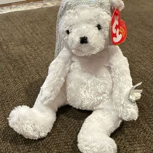 White Plush Bear with Silver Accents